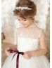 Ivory Lace Tulle Tea Length Flower Girl Dress